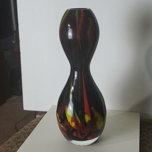 Heavy 13"h   glass Vase w multiple layers of color